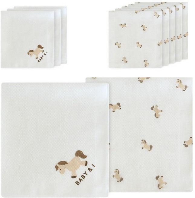 베이비앤아이 순면 나염 손수건 10p