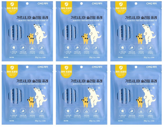 씨엠지제약 반려동물 가르시니아 슬리밍 퓨레 간식 다이어트 체중감소, 닭가슴살맛, 80g, 6개