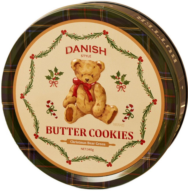 모던하우스 크리스마스베어 버터쿠키 그린, 340g, 1개
