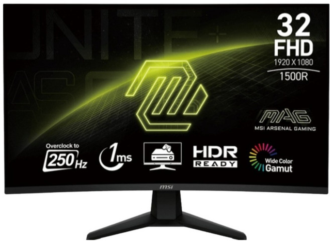 msi 微星 曲面電競顯示器 VA 250Hz 1500R/1ms/HDR Ready, 31.5吋, MAG 32C6X