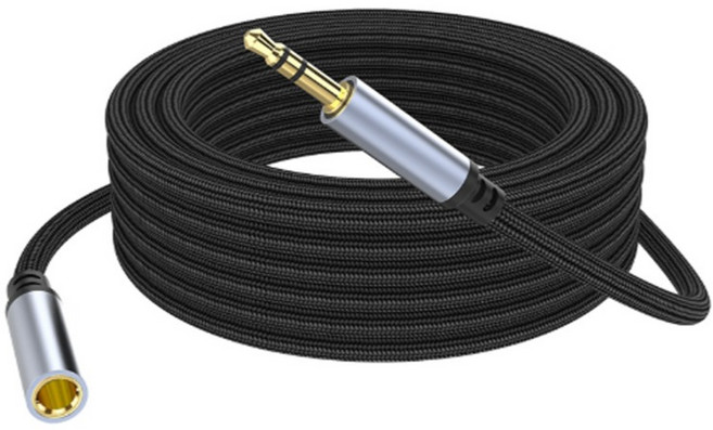 리브리카 오디오 연장선 3.5mm 연결 케이블 2m, 블랙, 1개