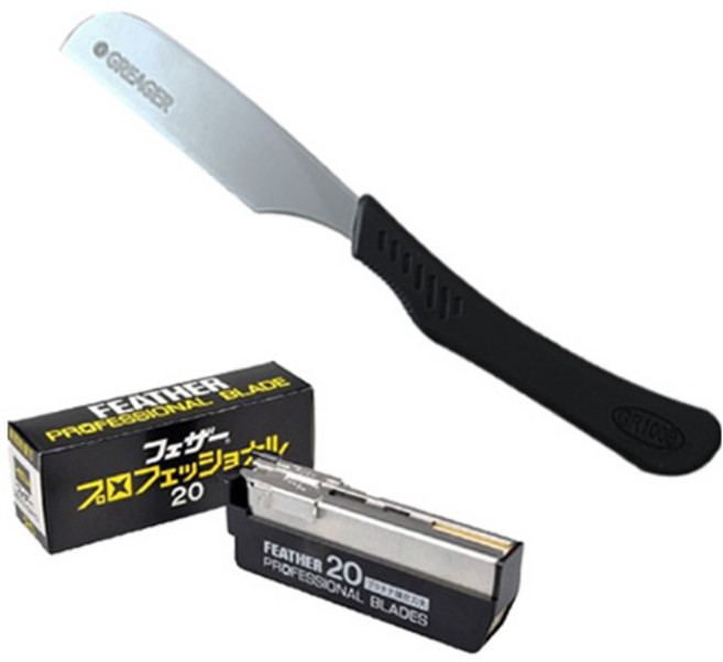 그레이거 클래식 이용도자루 외날용 GR-100B + 페더 면도기날 PB20 세트, 이용도 + 면도기날, 1개