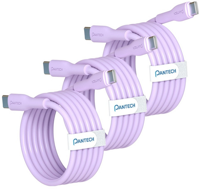 팬택 45W C타입-C타입 초고속 파스텔 케이블, 퍼플, 3개, 2m