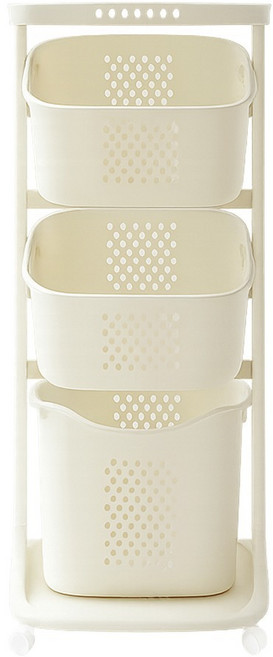 ALLYOURIVING 砂色搖擺式三層洗衣籃, 奶油色