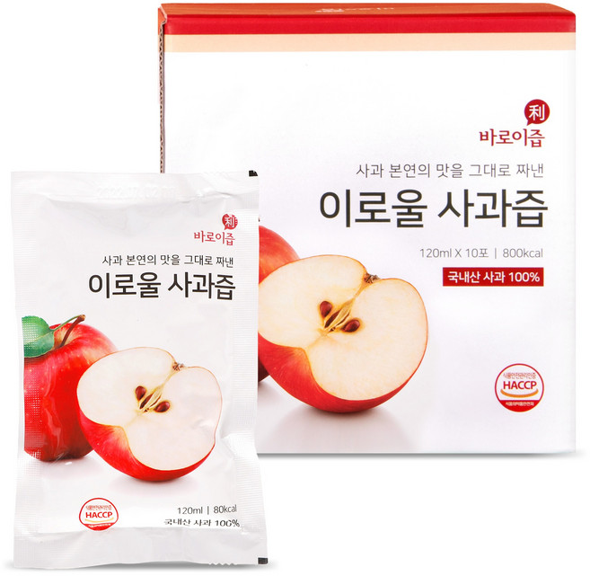 바로이즙 이로울 사과즙 10p, 1.2L, 1개