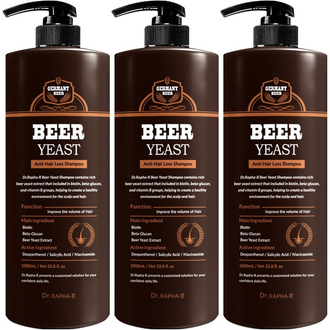 닥터라파알 맥주 효모 샴푸, 1L, 3개