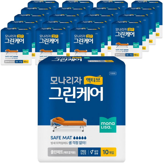 모나리자 액티브 그린케어 성인기저귀 클린매트, 10매입, 20개