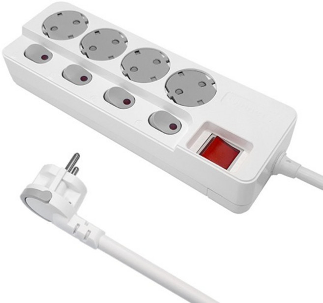 위너스 NEW 안전캡 개별절전 멀티탭 4구, 3m, 혼합색상, 1개