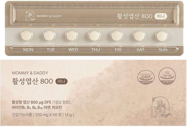 마미앤대디 활성엽산 800 미니 14g, 56정, 1개
