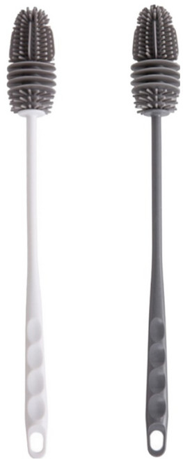 아이코어스 실리콘 병 세척솔 2종 세트, 화이트, 그레이, 1세트