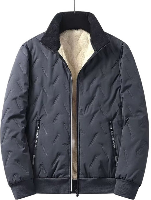 MarketA 男款線條刷毛保暖拉鍊外套