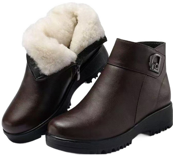女款毛絨內裡皮革踝靴 HLBN10116