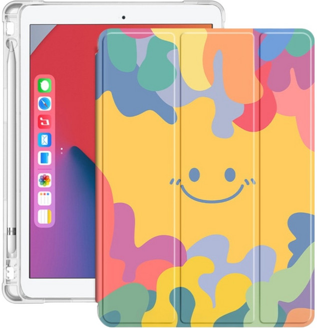 Cashrich 平板電腦 微笑設計 3段式 智慧型保護套, 類型12, 1個