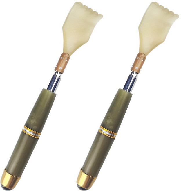 바코젤 고급 효자손 길이조절 등긁개, 녹색, 2개