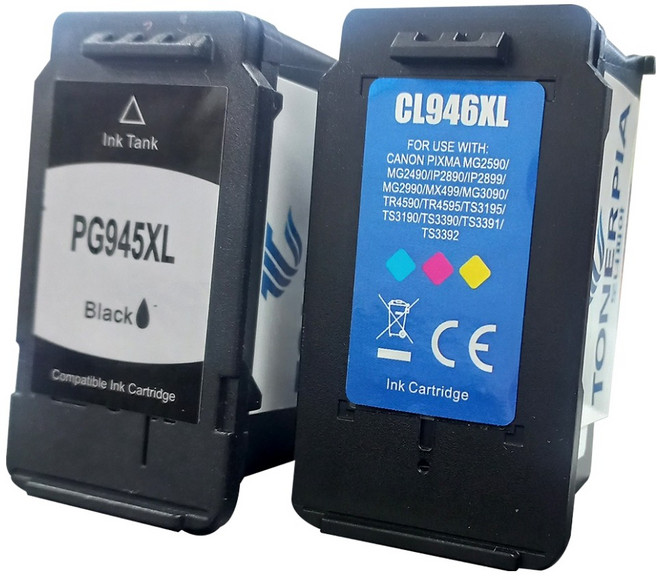 토너피아 캐논 대용량 MG2490 MG3090 TS3190 TS3490 TS3491 TS3492 TR4690 TR4695 MX499 호환잉크 세트 PG-945XL CL-946XL, 검정, 컬러, 1세트