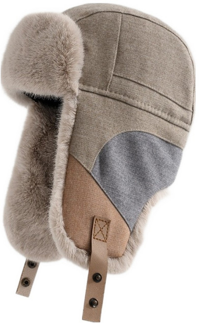 Parajuni 撞色保暖運動護耳帽 HJ0971, 米色, 1個