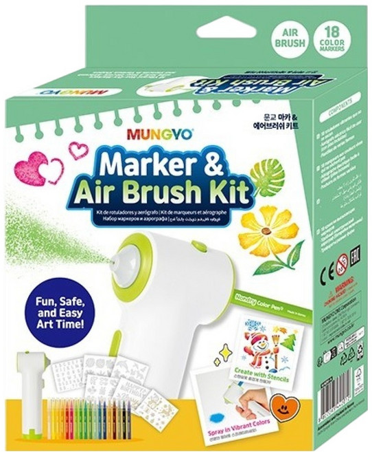 문교 18색 마카 에어브러쉬 키트, 혼합색상, 1개