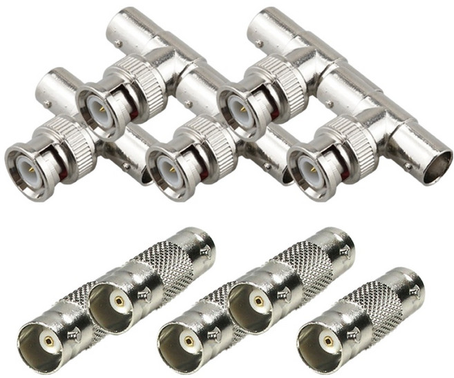 컴스 BNC 연장 젠더 FF I형 5p + T형 5p 세트, 1세트, CP111