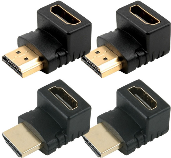 컴스 HDMI 케이블 연장 ㄱ자 꺾임 젠더 FM 상향 2p + 하향 2p 세트, 1세트, CP042