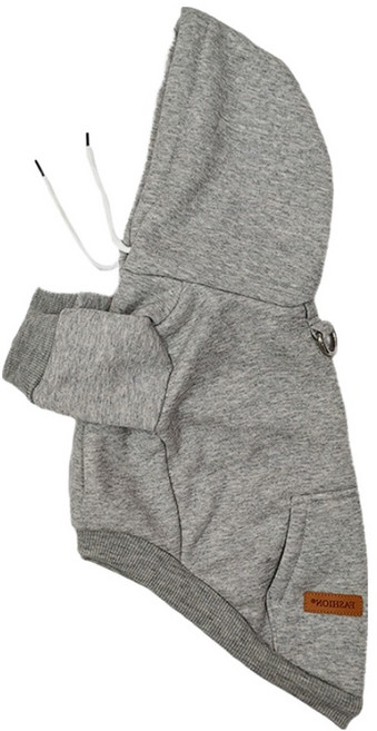 QIDINA 寵物羊羔絨連帽加厚鋪棉保暖寵物衣 J, 灰色, 1個