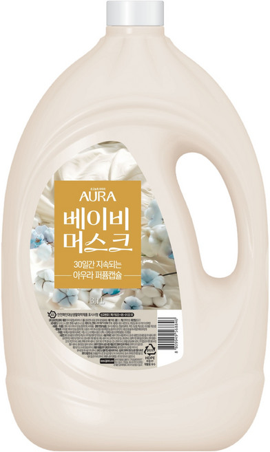 아우라 퍼퓸캡슐 초고농축 섬유유연제 베이비머스크 본품, 3.1L, 1개
