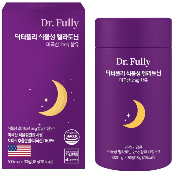 닥터풀리 식물성 멜라토닌 2MG 함유 30p, 18g, 1개