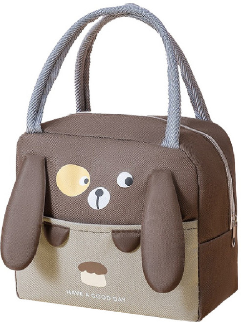 PeNi 培婗 可愛動物立體保溫便當袋, 咖啡棕熊貓, 1個