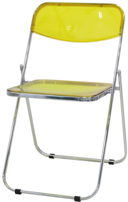 지엠퍼니처 GMF 디노 투명 모던 인테리어 카페 접이식 의자, 옐로우, 1개