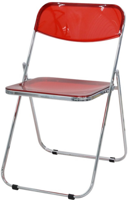 지엠퍼니처 GMF 디노 투명 모던 인테리어 카페 접이식 의자, 레드, 1개