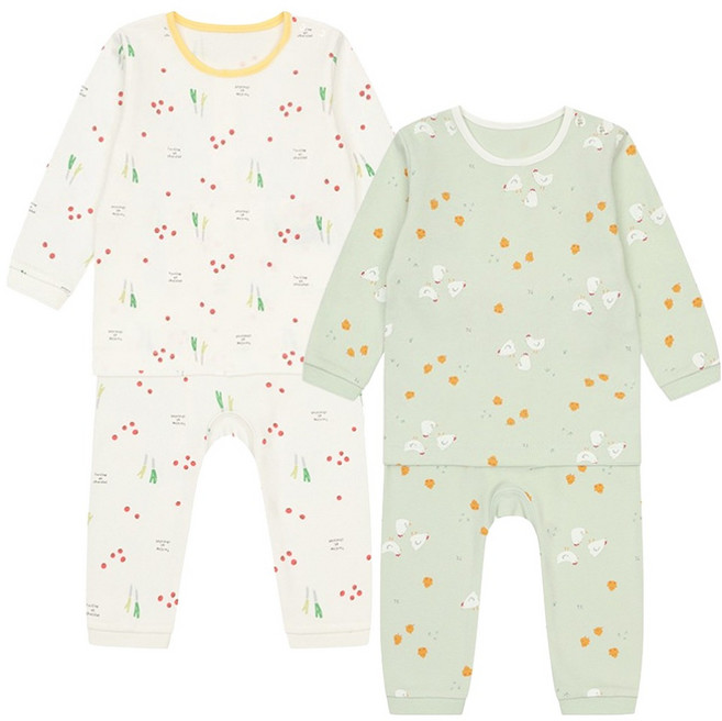 타티네쇼콜라 유아용 UL 내의 긴팔 상의 + 하의 2종 세트