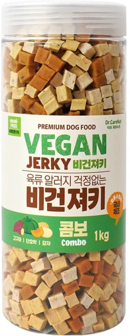닥터케어누트 강아지 비건 영양 육류 알러지 케어 대용량 져키, 1개, 1kg, 혼합맛(고구마/단호박/감자) - 쿠팡