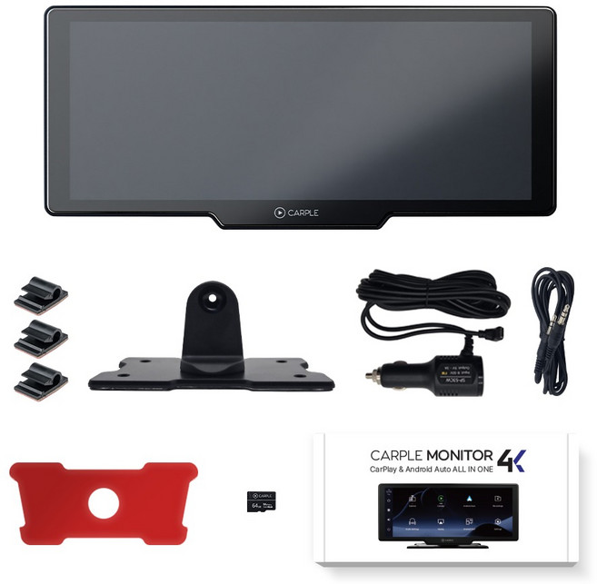 Carple CarPlay 螢幕 4K 無線 Android Auto 車用導航 行車記錄器 多合一 64GB + 夾具組, CARPLE-CPM1