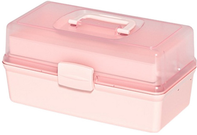 손잡이 화장품 약 공구 다용도 보관함 S 31 x 16 x 18 cm BRP2115, 핑크, 1개