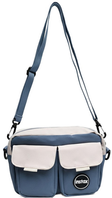 FUJIFILM 富士 instax Logo 撞色斜揹包, 1個, 藍色 + 米色