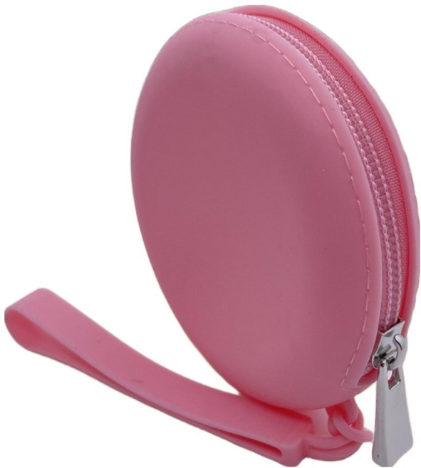 그리뉴얼 실리콘 원형 다용도 이어폰 파우치, 핑크, 1개