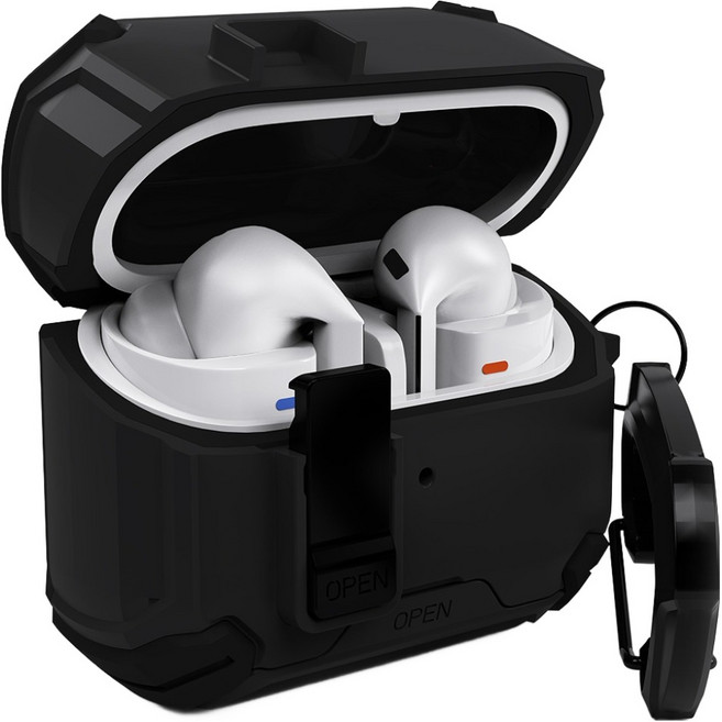 EXCCI Armor Lock 解鎖功能 防丟失 全包覆 耳機 防撞保護殼, 黑色, 1個, Galaxy Buds3 / 3Pro / 3FE