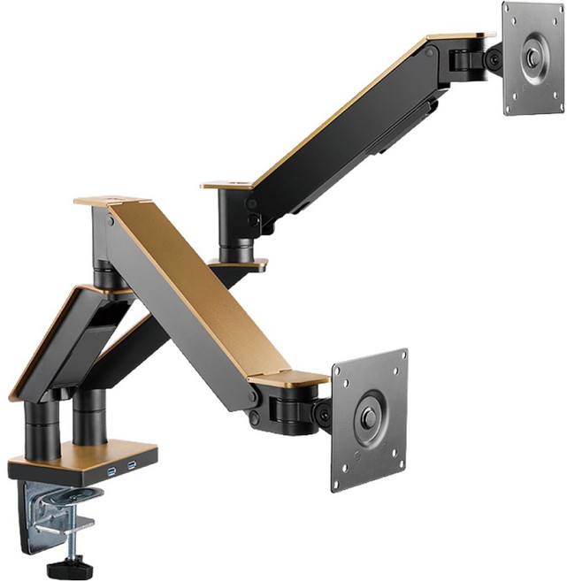 nexi 氣壓式雙螢幕支架 NX1203, 香檳金, 1個