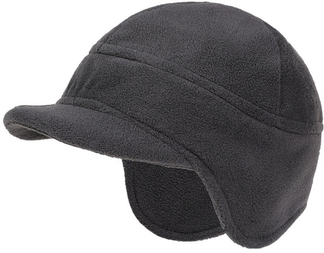 재이팍 남성용 폴라폴리스 방한 귀보호 스포츠 모자, 짙은 그레이, 1개