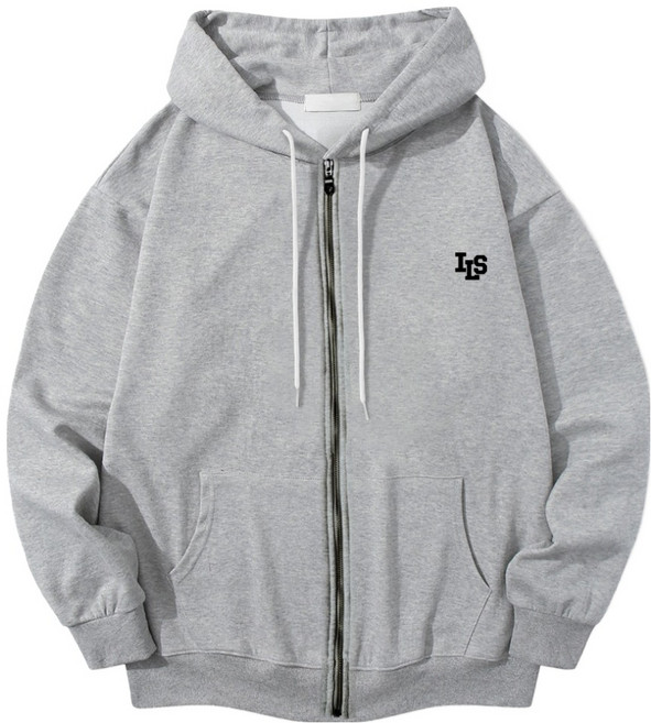 일루소 남녀공용 소프트 기모 로고 아이엘에스 후드집업