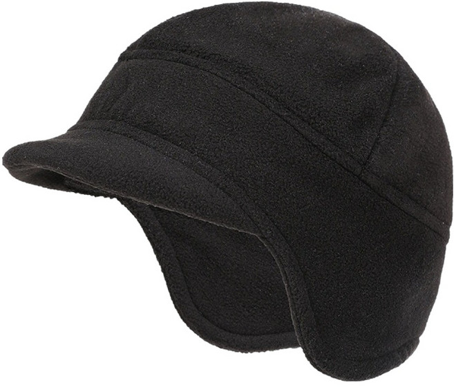재이팍 남성용 폴라폴리스 방한 귀보호 스포츠 모자, 블랙, 1개
