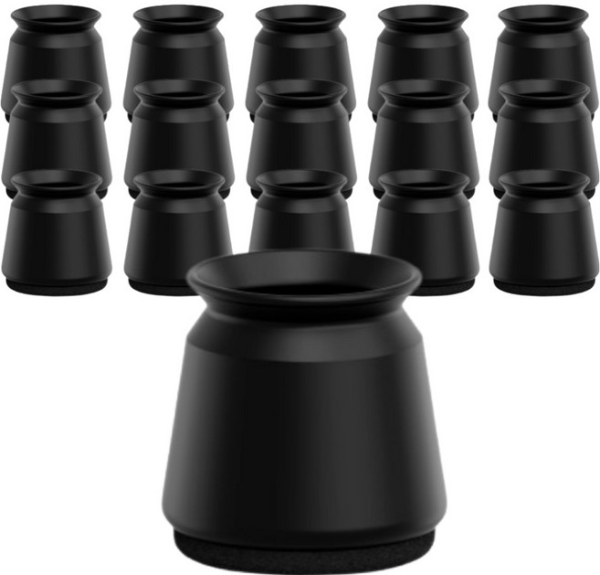 SUNEWZ 家用圓形防噪音椅腳套, 黑色, 16個