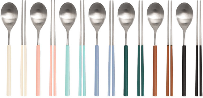 라온누리 스크래치 없는 델라 올스텐 컬러 수저 7벌 세트, 올컬러(실버, 아이보리, 피치핑크, 딥에메랄드, 딥블랙, 블루그레이, 블루그린, 브라운리프), 숟가락 7종 + 젓가락 7종, 1세트