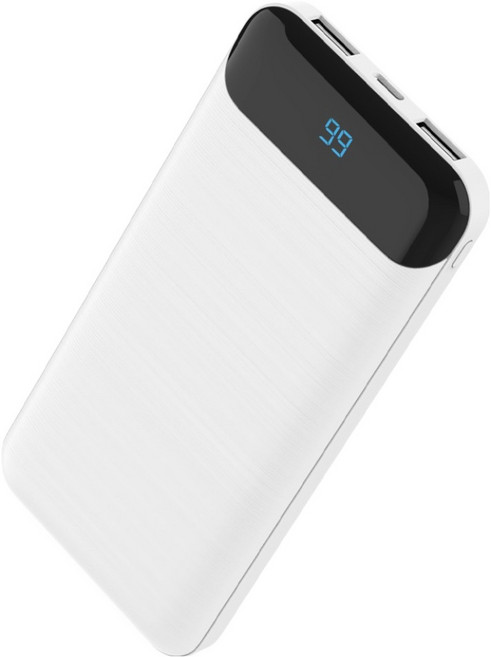 뉴클 슬림엣지 LCD 대용량 멀티 보조배터리 10000mAh USB-A, 화이트, NCPB-10K-25-LG