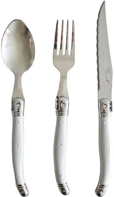 리옹라귀올 커트러리 1인 3종 세트, 라이트 그레이, 1세트, 디너스푼 + 디너포크 + 디너나이프