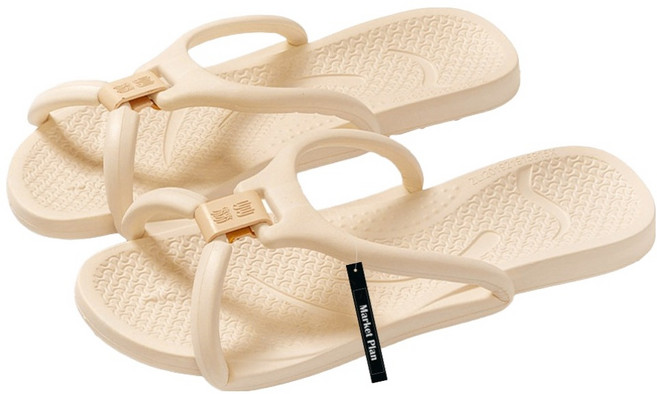 마켓플랜 욕실 여행용 접이식 초경량 슬리퍼, 베이지, 1개