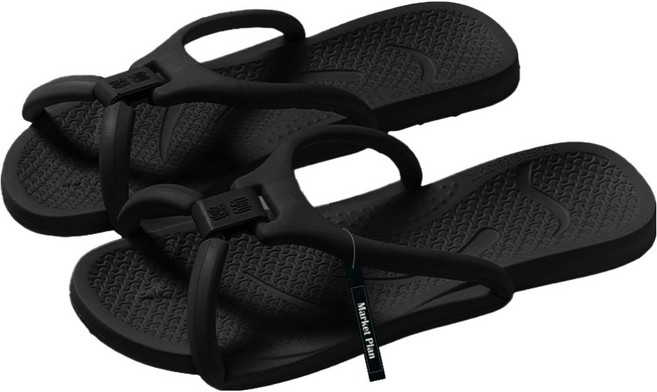 마켓플랜 욕실 여행용 접이식 초경량 슬리퍼, 블랙, 1개