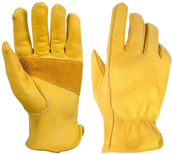 동네형 오토바이 천연 소가죽 글러브 A타입 양손착용 세트, 노란색