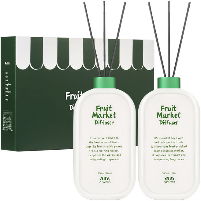 에이로마 후르츠마켓 디퓨저 550ml x 2p 선물 세트, 리치, 1세트