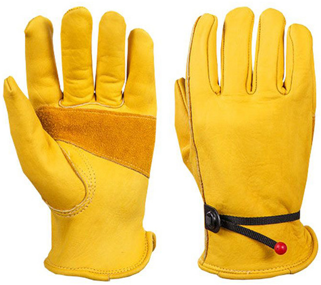 동네형 오토바이 천연 소가죽 글러브 A타입 양손착용 세트, 노란색