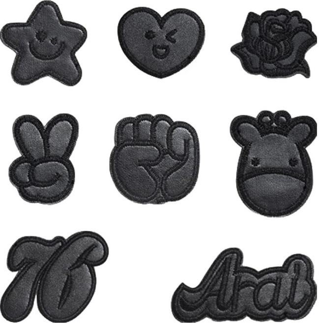 아리코 패딩 간편 수선 가죽 와펜 스티커 8종 세트, 블랙, 1세트